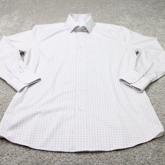 State & Liberty Shirt Men Medium Red/White Athletic Fit 4 Way Stretch L/S Button - Picture 3 of 15